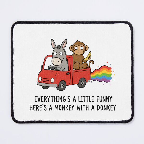 Item preview, Funny Monkey and Donkey Pun Cute Animal Meme Rainbow Truck designed and sold by MonkiFlipp.