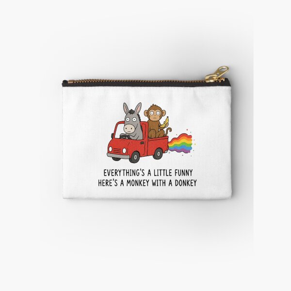 Item preview, Funny Monkey and Donkey Pun Cute Animal Meme Rainbow Truck designed and sold by MonkiFlipp.