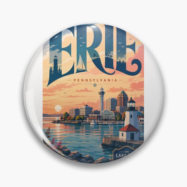 Item preview, Erie Pennsylvania Waterfront with Presque Isle and Lake Erie Landmarks designed and sold by Places On Earth.
