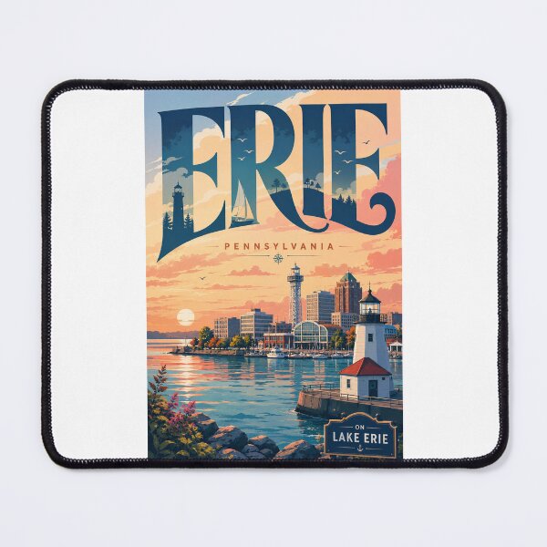 Item preview, Erie Pennsylvania Waterfront with Presque Isle and Lake Erie Landmarks designed and sold by Places On Earth.