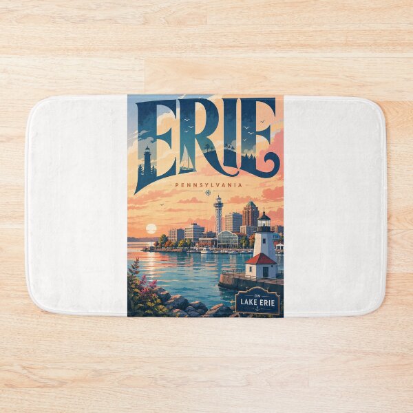 Item preview, Erie Pennsylvania Waterfront with Presque Isle and Lake Erie Landmarks designed and sold by Places On Earth.