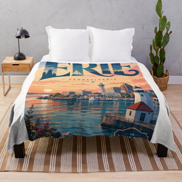 Item preview, Erie Pennsylvania Waterfront with Presque Isle and Lake Erie Landmarks designed and sold by Places On Earth.