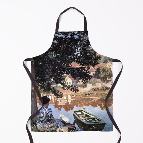 Item preview, River Scene at Bennecourt: A Serene Impressionist View of the Seine designed and sold by artdesignsnow.