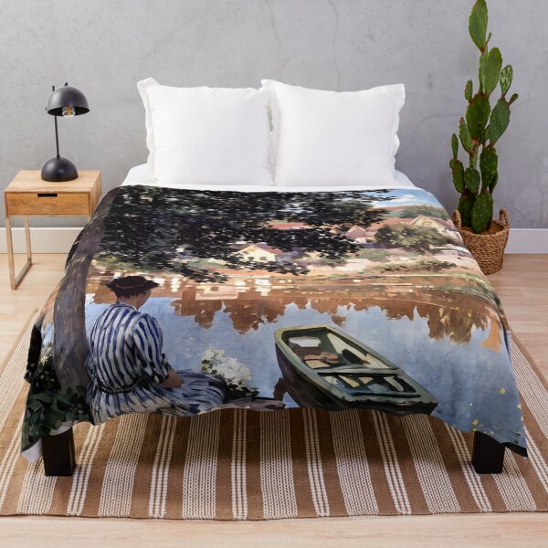 Item preview, River Scene at Bennecourt: A Serene Impressionist View of the Seine designed and sold by artdesignsnow.