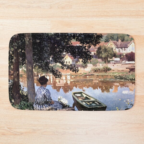 Item preview, River Scene at Bennecourt: A Serene Impressionist View of the Seine designed and sold by artdesignsnow.