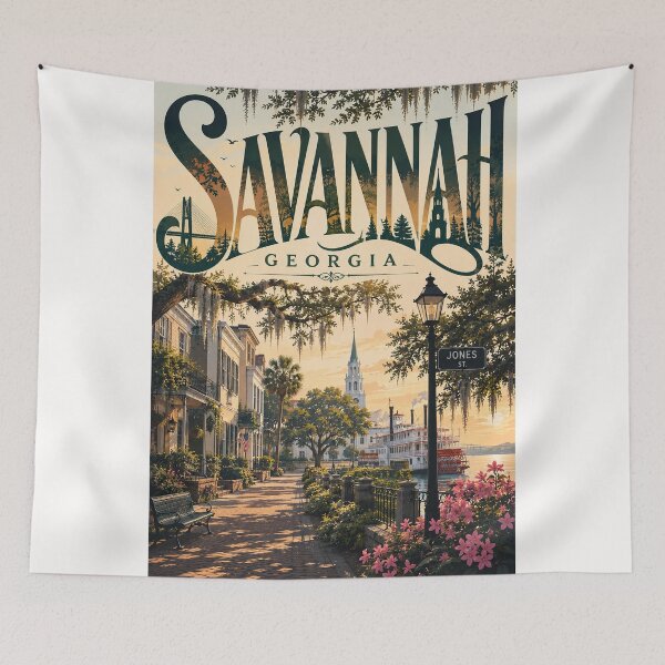 Item preview, Savannah Georgia Historic District with River Street and Southern Landmarks designed and sold by Places On Earth.