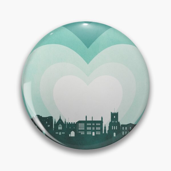 Item preview, Chepstow Wales Skyline Hearts Teal designed and sold by ArtPrints.