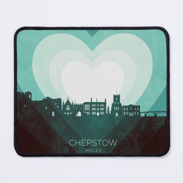 Item preview, Chepstow Wales Skyline Hearts Teal designed and sold by ArtPrints.