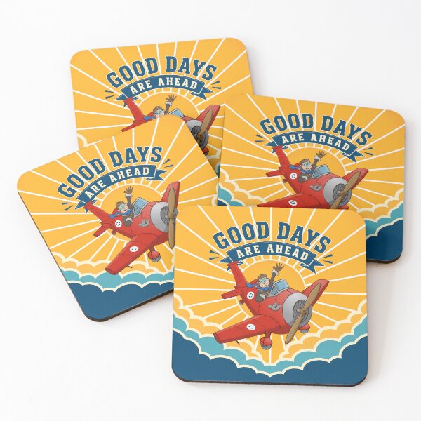 Item preview, Good Days Are Ahead – Vintage Pilot and Red Airplane designed and sold by Stef Ringoot, cartoons and illustrations.