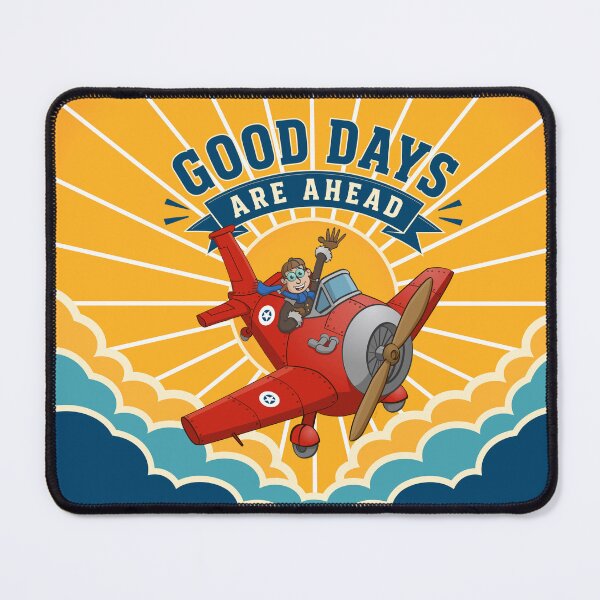 Item preview, Good Days Are Ahead – Vintage Pilot and Red Airplane designed and sold by Stef Ringoot, cartoons and illustrations.