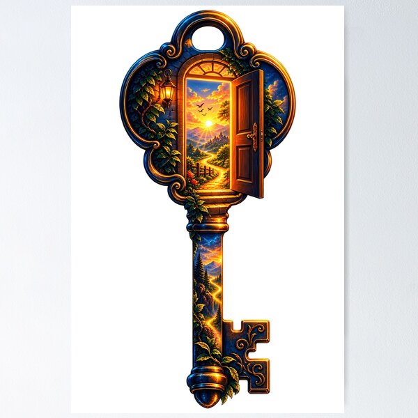 Item preview, Key Open Door Silhouette Shirt | Double Exposure Teacher Art | Inspiring Teacher Gift | Teacher Poster Tee designed and sold by Moss & Mellow.