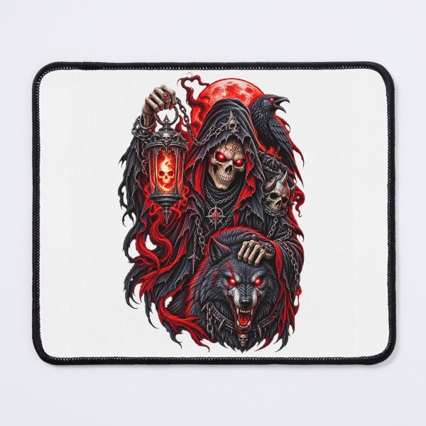 Item preview, Crimson Night Reaper – Skull Wolf Gothic Dark Fantasy designed and sold by treandsart.