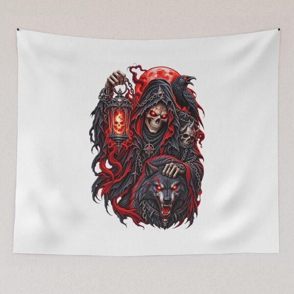 Item preview, Crimson Night Reaper – Skull Wolf Gothic Dark Fantasy designed and sold by treandsart.