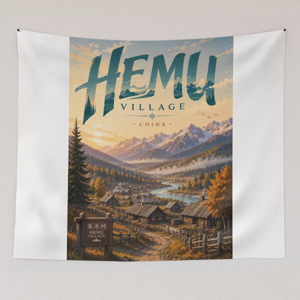 Item preview, Hemu Village Beneath Altai Mountains in Xinjiang China designed and sold by Places On Earth.