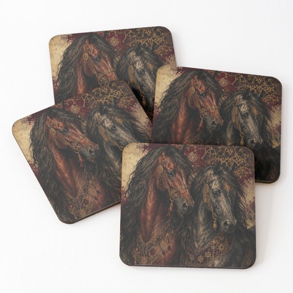 Item preview, Royal Arabian Horses – Dark Luxury Oriental Portrait Art Print – Equestrian Wall Decor designed and sold by @SHINTOSARTSTORE.