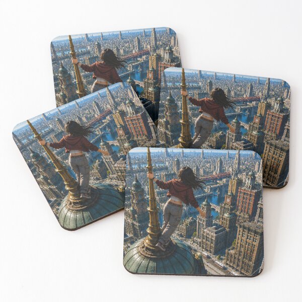 Item preview, Girl Above Futuristic City designed and sold by NordenPosters.