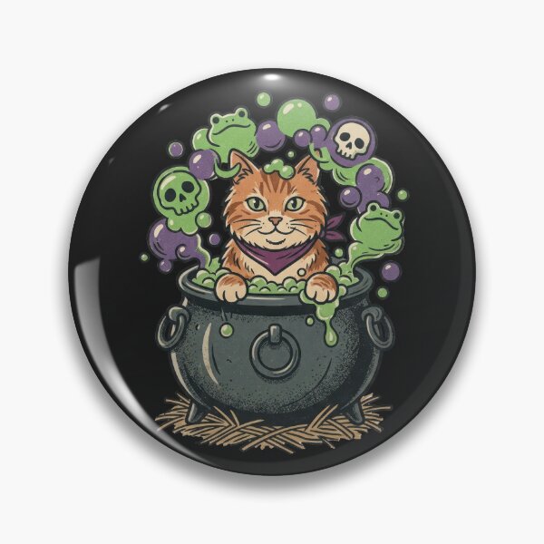 Item preview, Cat in Witch Cauldron Potion Bubbles Halloween designed and sold by MewSpooky.