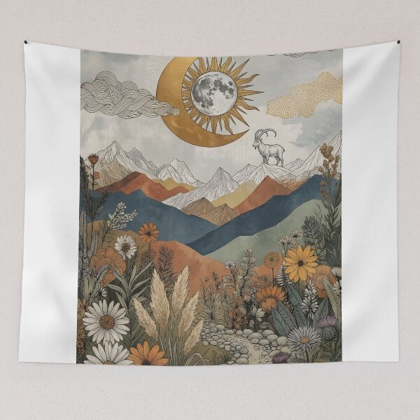 Item preview, Mystic Celestial Valley Bohemian Mountain Landscape Wall Art designed and sold by lyliamanjaga.