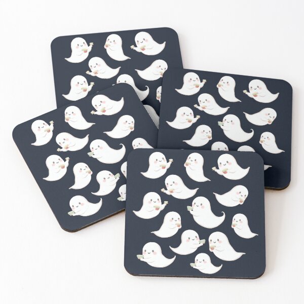 Item preview, Ghosts Drinking Tea Illustration Pattern designed and sold by UnhingedBird.