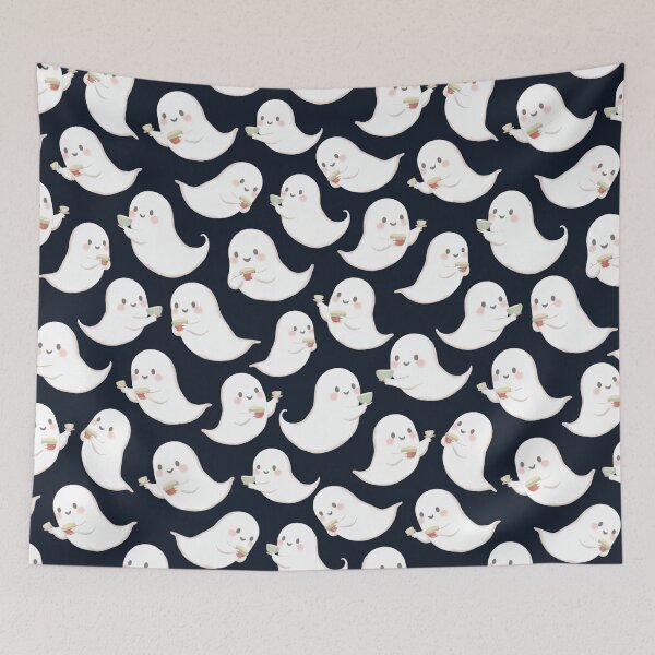 Item preview, Ghosts Drinking Tea Illustration Pattern designed and sold by UnhingedBird.