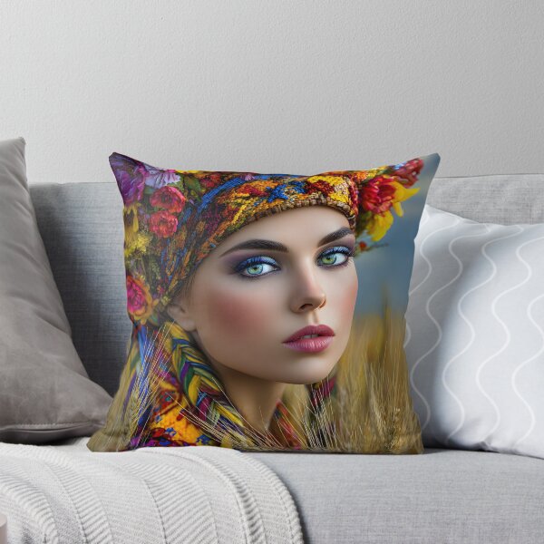 Item preview, Vibrant Floral Portrait in Golden Wheat Field designed and sold by Artessie.