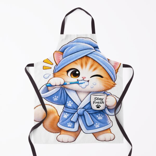 Item preview, Cute Cat Brushing Teeth | Kawaii Fresh Morning Sticker designed and sold by Genzfirevibes.