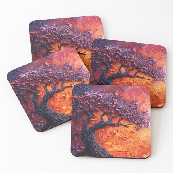 Item preview, Celestial Sunrise Vibrant Abstract Impasto Tree Artwork designed and sold by lyliamanjaga.