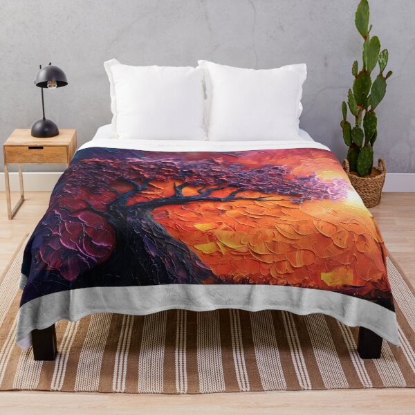Item preview, Celestial Sunrise Vibrant Abstract Impasto Tree Artwork designed and sold by lyliamanjaga.
