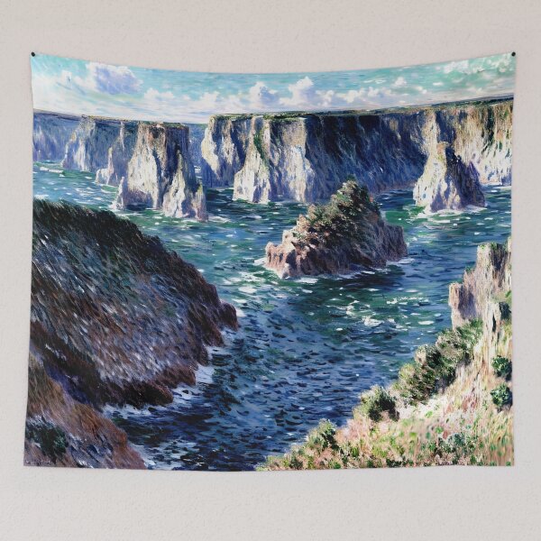 Item preview, Rocks at Belle-Île: A Dramatic Impressionist Seascape of Rugged Coastal Cliffs designed and sold by artdesignsnow.