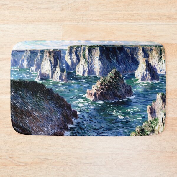 Item preview, Rocks at Belle-Île: A Dramatic Impressionist Seascape of Rugged Coastal Cliffs designed and sold by artdesignsnow.