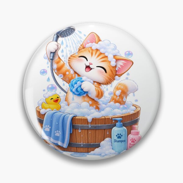 Item preview, Cute Cat Bath Time | Kawaii Shower Cat Sticker designed and sold by Genzfirevibes.