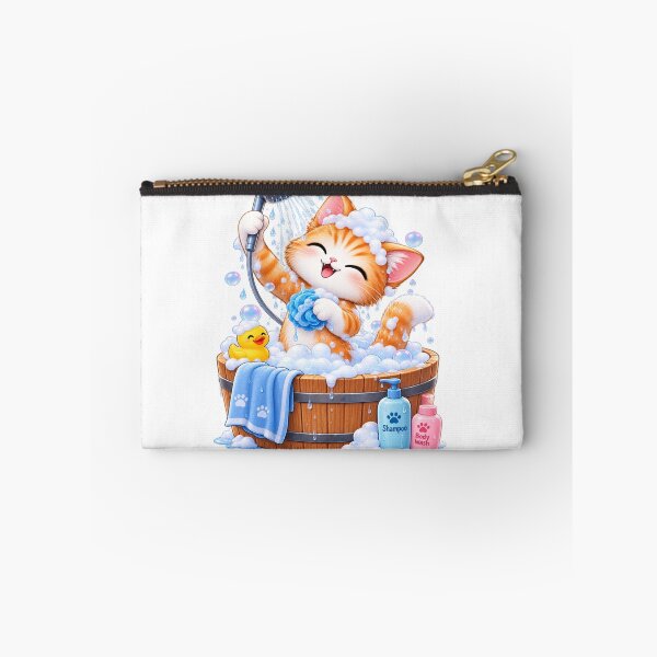 Item preview, Cute Cat Bath Time | Kawaii Shower Cat Sticker designed and sold by Genzfirevibes.