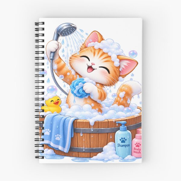 Item preview, Cute Cat Bath Time | Kawaii Shower Cat Sticker designed and sold by Genzfirevibes.