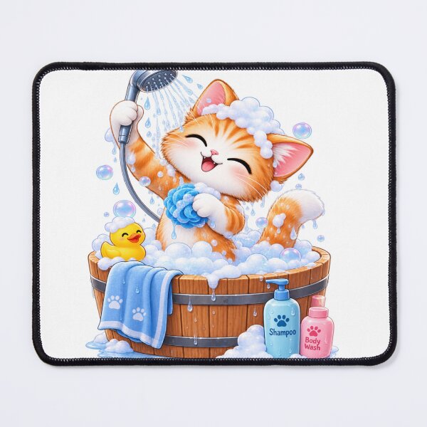 Item preview, Cute Cat Bath Time | Kawaii Shower Cat Sticker designed and sold by Genzfirevibes.