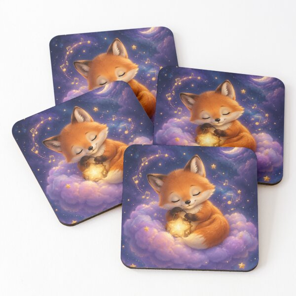 Item preview, Baby Fox with Glowing Star Lantern on a Cloud designed and sold by Einkstudio.