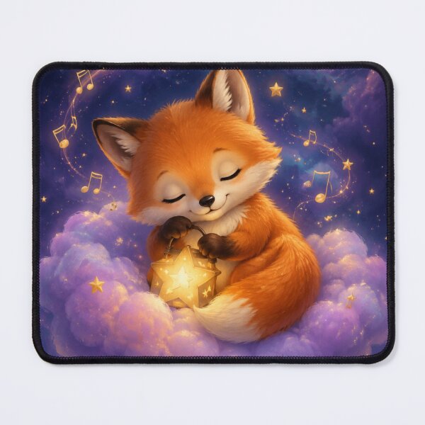 Item preview, Baby Fox with Glowing Star Lantern on a Cloud designed and sold by Einkstudio.