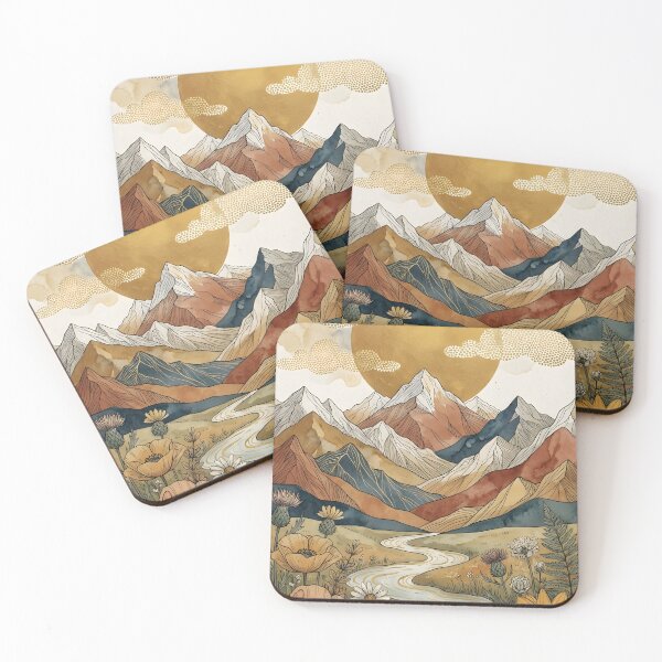 Item preview, Celestial Mountain Valley Abstract Watercolor & Gold Illustration designed and sold by lyliamanjaga.
