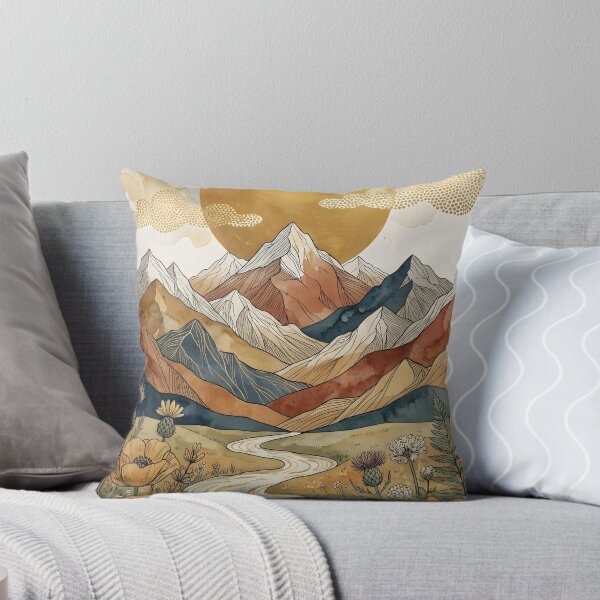 Item preview, Celestial Mountain Valley Abstract Watercolor & Gold Illustration designed and sold by lyliamanjaga.