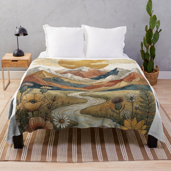 Item preview, Celestial Mountain Valley Abstract Watercolor & Gold Illustration designed and sold by lyliamanjaga.