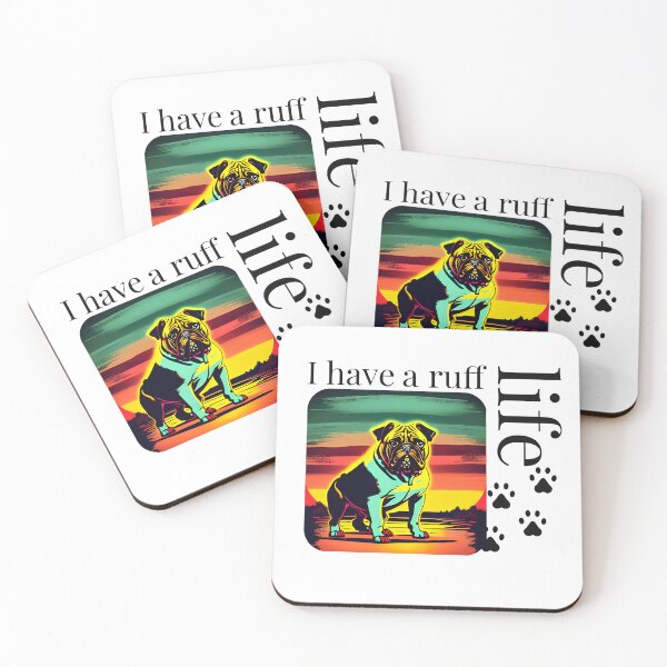 Item preview, I have a ruff life – cute bulldog in front sunset sticker designed and sold by pawsome purrfect.