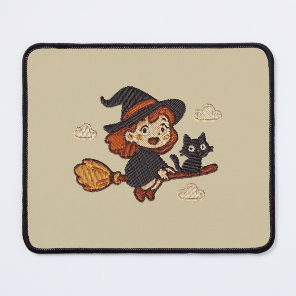 Item preview, Kawaii Witch Girl Black Cat Broom Halloween Embroidery Sticker designed and sold by · GAMING SOUL ·.