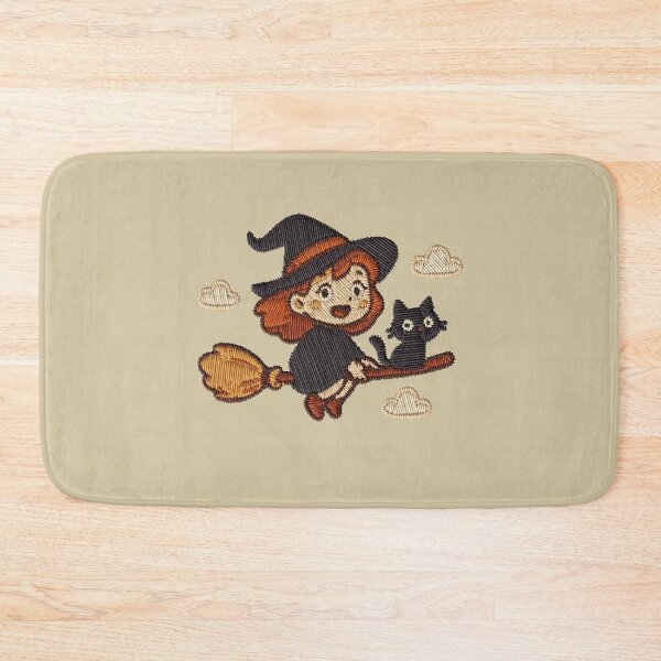 Item preview, Kawaii Witch Girl Black Cat Broom Halloween Embroidery Sticker designed and sold by · GAMING SOUL ·.
