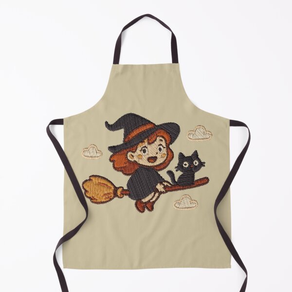 Item preview, Kawaii Witch Girl Black Cat Broom Halloween Embroidery Sticker designed and sold by · GAMING SOUL ·.