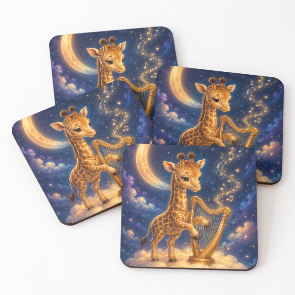 Item preview, Baby Giraffe Playing Golden Harp Beneath the Moon designed and sold by Einkstudio.