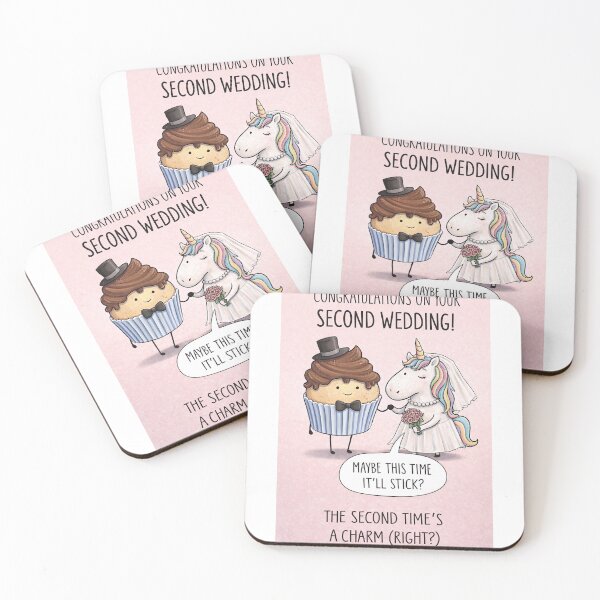 Item preview, Second Wedding Congratulations with Unicorn Bride and Cupcake Groom designed and sold by Aryabek.