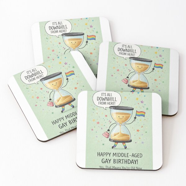 Item preview, Middle Aged Gay Birthday with Hourglass Pride Humor designed and sold by Aryabek.