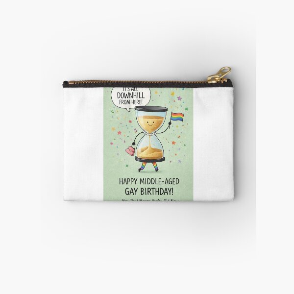 Item preview, Middle Aged Gay Birthday with Hourglass Pride Humor designed and sold by Aryabek.