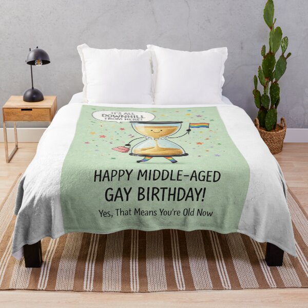 Item preview, Middle Aged Gay Birthday with Hourglass Pride Humor designed and sold by Aryabek.