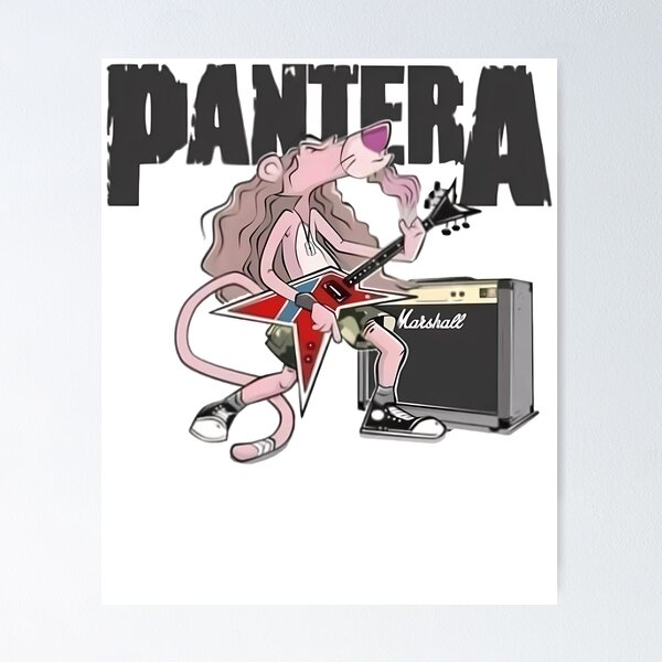 Item preview, Animated Pink Panther Rocker Guitarist Mashup Poster designed and sold by Yacine23.
