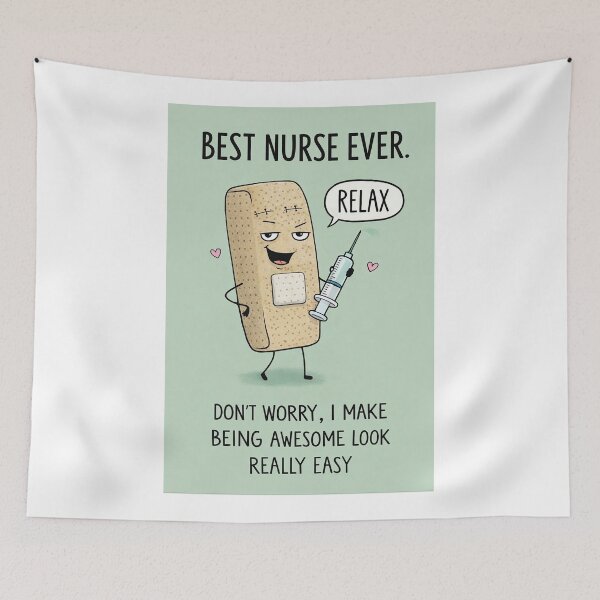 Item preview, Best Nurse Ever with Bandage Character and Syringe Humor designed and sold by Aryabek.